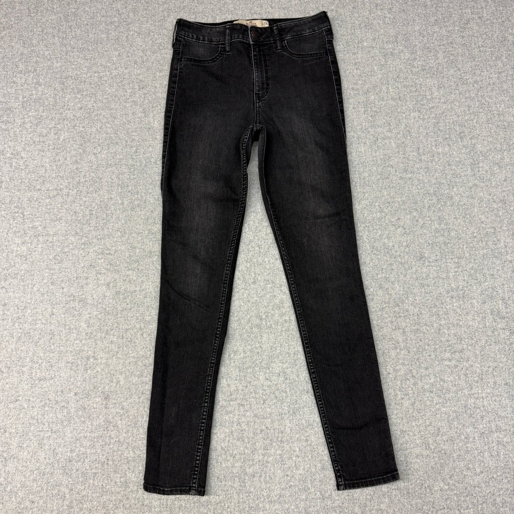 Hollister Super Skinny High Rise Jeans Size 5R W27 L31 Faded Black Denim Pants